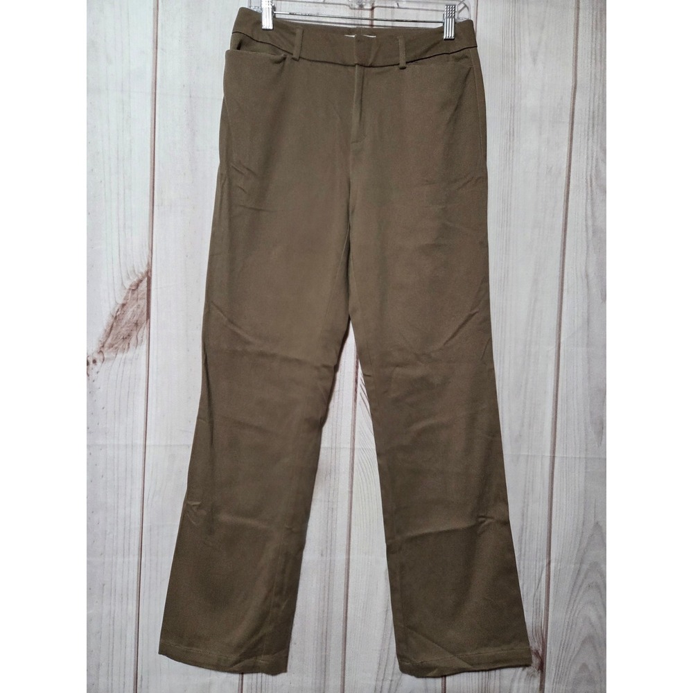Dressbarn Womens Brown‎ Straight Leg Stretch Cotton Twill Dress Pants Size 4